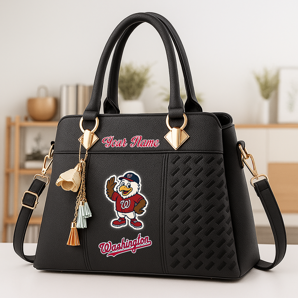 LIMITED EDITION - NEW CUSTOMIZED MLB28 WNS WASHINGTON NATIONALS ZIP HANDBAG MULTICOLOR