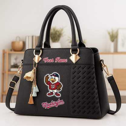 LIMITED EDITION - NEW CUSTOMIZED MLB28 WNS WASHINGTON NATIONALS ZIP HANDBAG MULTICOLOR