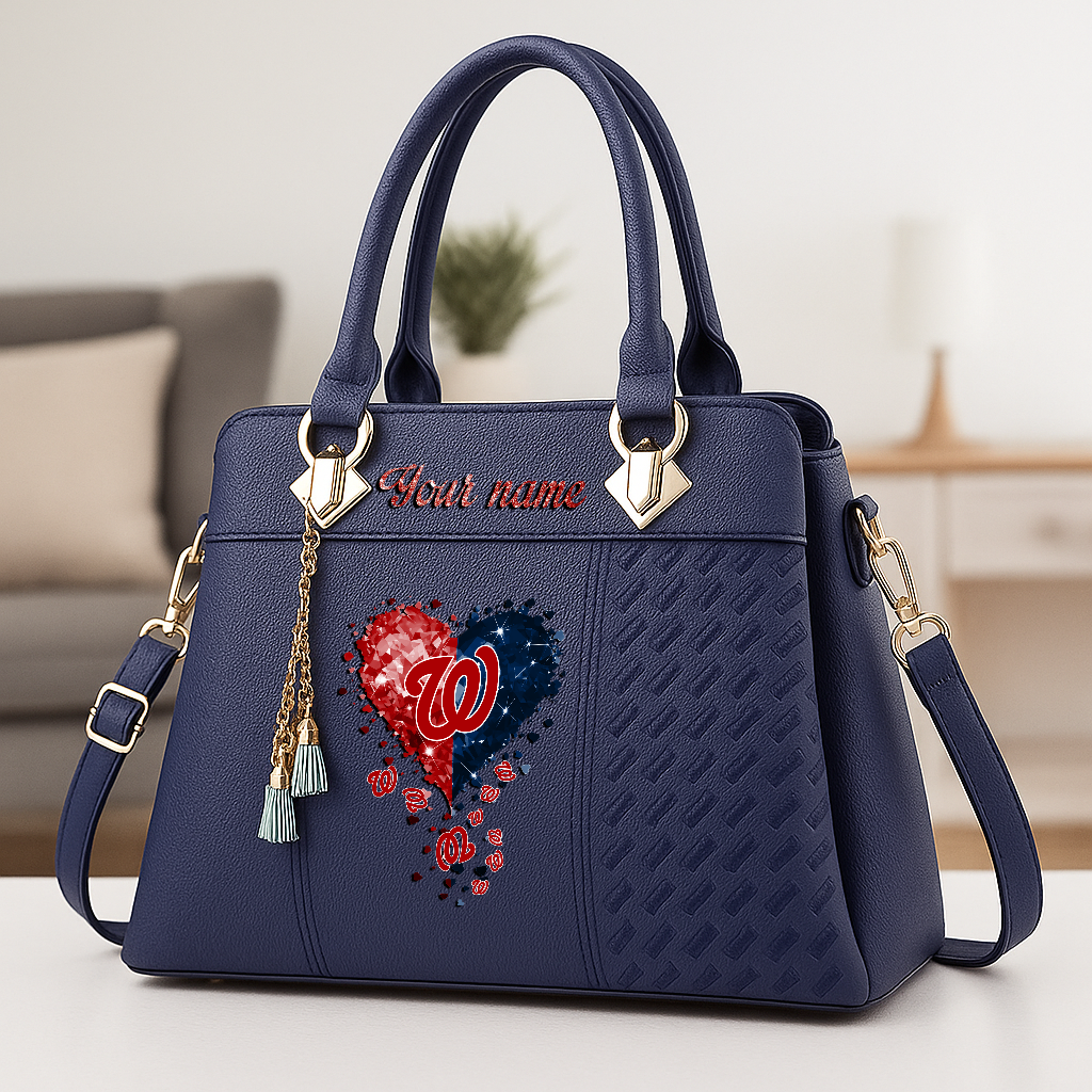 LIMITED EDITION - NEW CUSTOMIZED MLB28 WNS WASHINGTON NATIONALS ZIP HANDBAG MULTICOLOR