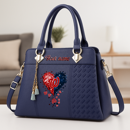 LIMITED EDITION - NEW CUSTOMIZED MLB28 WNS WASHINGTON NATIONALS ZIP HANDBAG MULTICOLOR