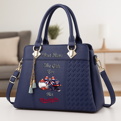 LIMITED EDITION - NEW CUSTOMIZED MLB28 WNS WASHINGTON NATIONALS ZIP HANDBAG MULTICOLOR