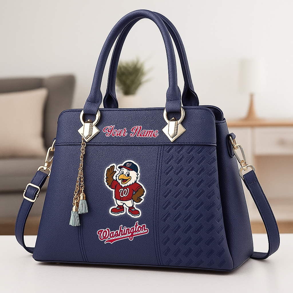 LIMITED EDITION - NEW CUSTOMIZED MLB28 WNS WASHINGTON NATIONALS ZIP HANDBAG MULTICOLOR