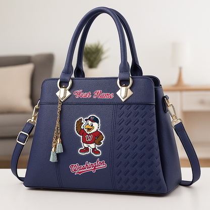 LIMITED EDITION - NEW CUSTOMIZED MLB28 WNS WASHINGTON NATIONALS ZIP HANDBAG MULTICOLOR