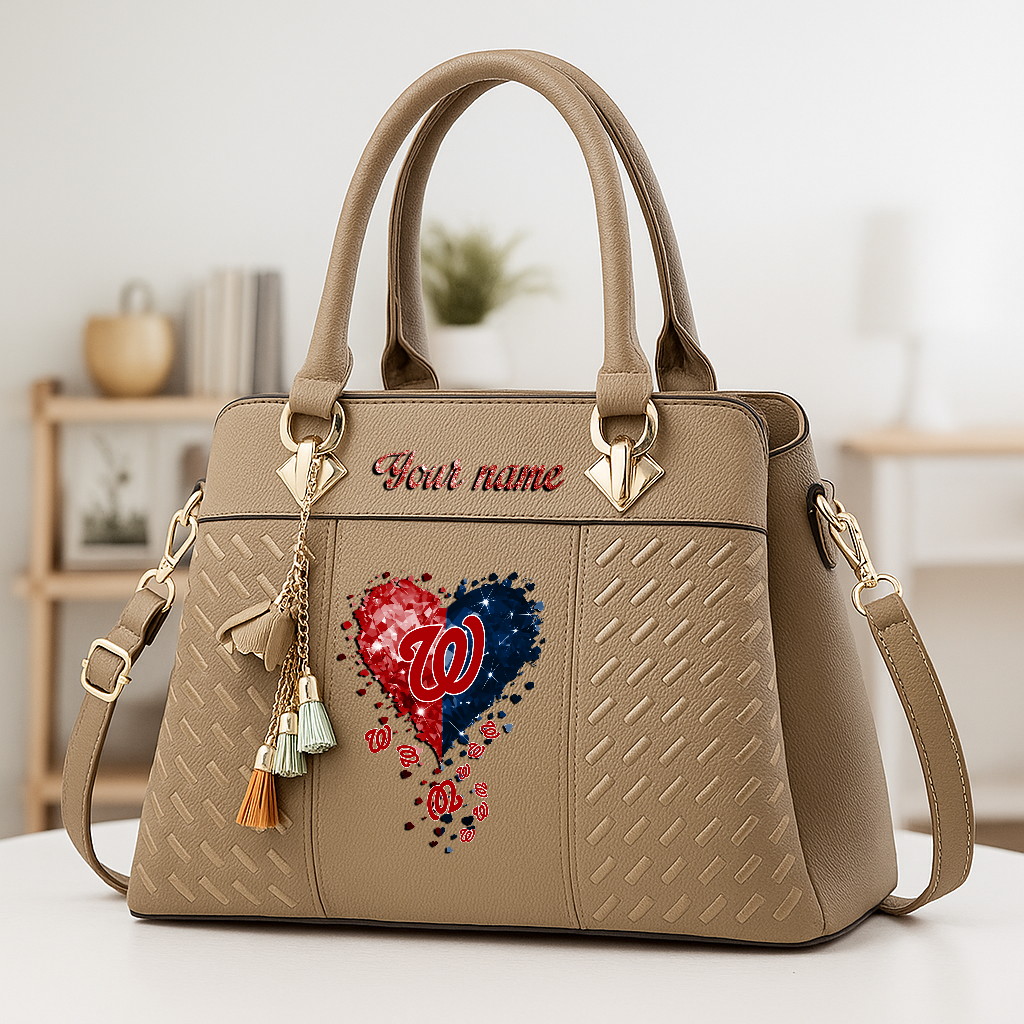 LIMITED EDITION - NEW CUSTOMIZED MLB28 WNS WASHINGTON NATIONALS ZIP HANDBAG MULTICOLOR