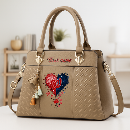 LIMITED EDITION - NEW CUSTOMIZED MLB28 WNS WASHINGTON NATIONALS ZIP HANDBAG MULTICOLOR
