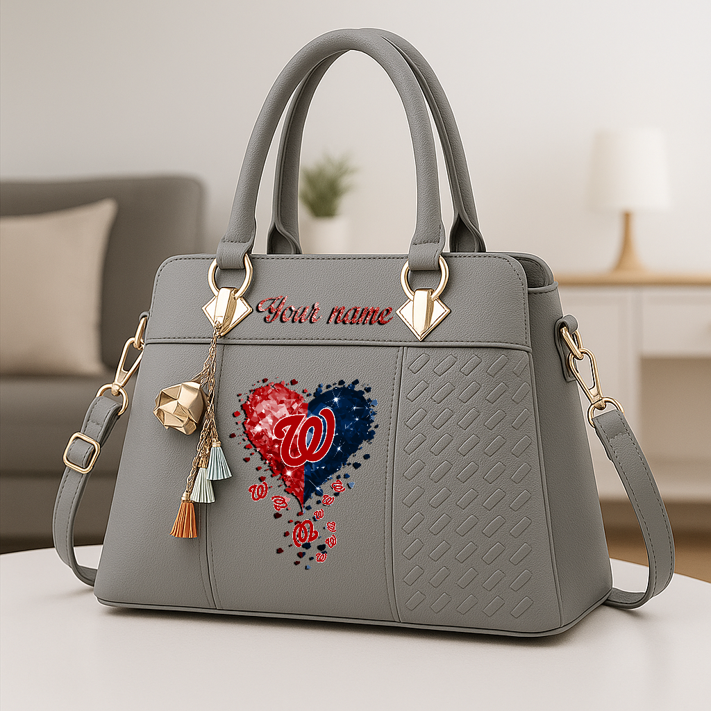 LIMITED EDITION - NEW CUSTOMIZED MLB28 WNS WASHINGTON NATIONALS ZIP HANDBAG MULTICOLOR
