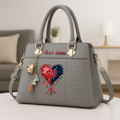 LIMITED EDITION - NEW CUSTOMIZED MLB28 WNS WASHINGTON NATIONALS ZIP HANDBAG MULTICOLOR