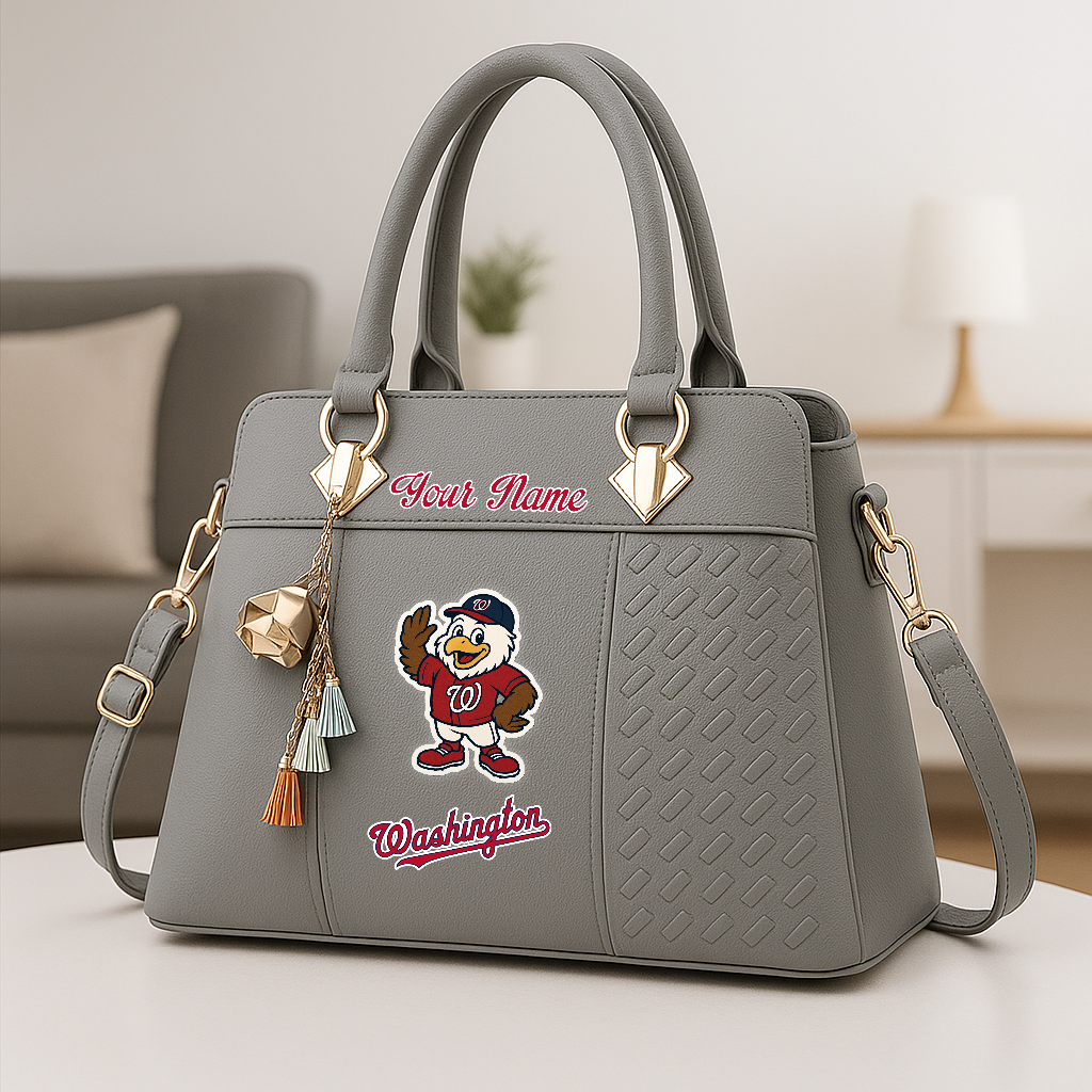 LIMITED EDITION - NEW CUSTOMIZED MLB28 WNS WASHINGTON NATIONALS ZIP HANDBAG MULTICOLOR