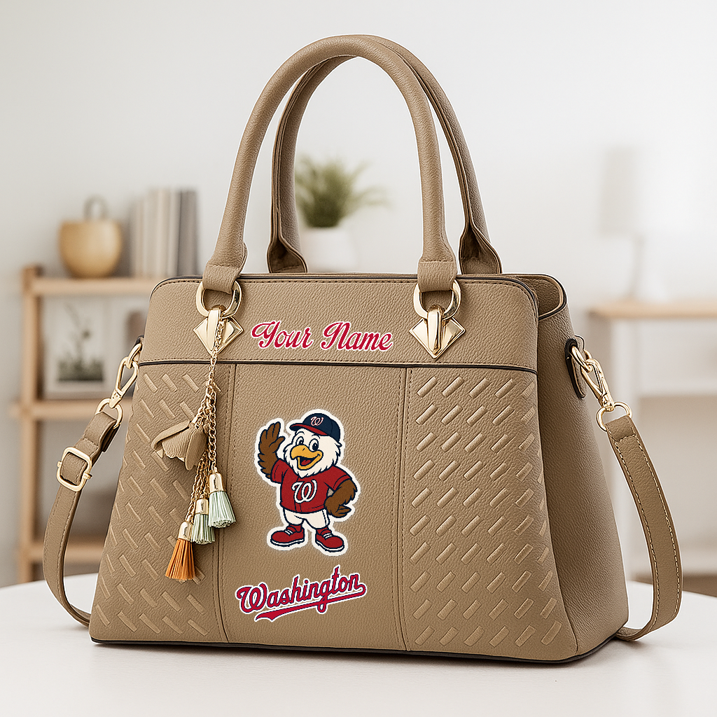 LIMITED EDITION - NEW CUSTOMIZED MLB28 WNS WASHINGTON NATIONALS ZIP HANDBAG MULTICOLOR