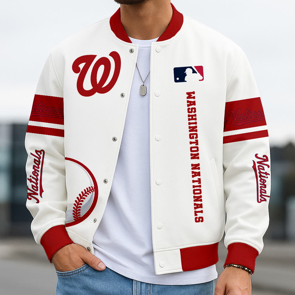 LIMITED EDITION - NEW CUSTOMIZED MLB28 WNS WASHINGTON NATIONALS BASEBALL JACKET, SATIN VARSITY JACKET