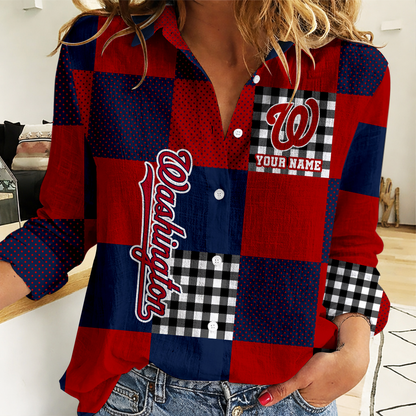 LIMITED EDITION - NEW CUSTOMIZED MLB28 WNS WASHINGTON NATIONALS WOMEN CASUAL SHIRT FOR FAN