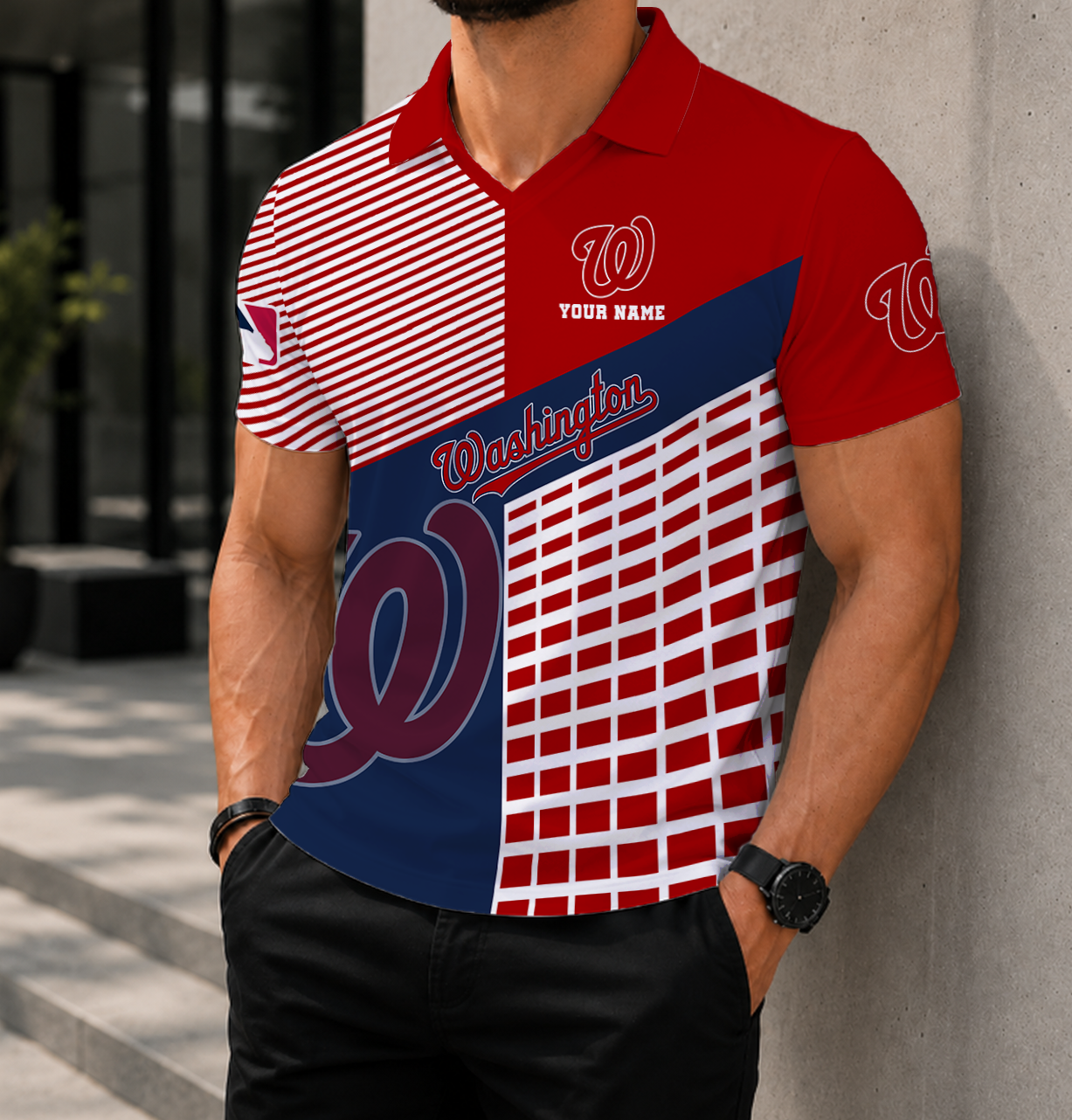 LIMITED EDITION - NEW CUSTOMIZED MLB28 WNS WASHINGTON NATIONALS POLO SHIRT