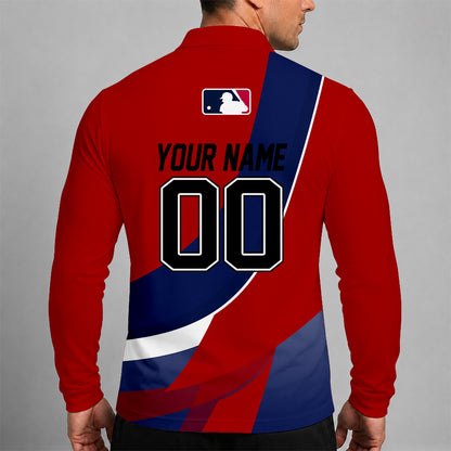 [FLASH SALE] NEW CUSTOMIZED MLB28 WNS WASHINGTON NATIONALS MEN'S LONG SLEEVE POLO