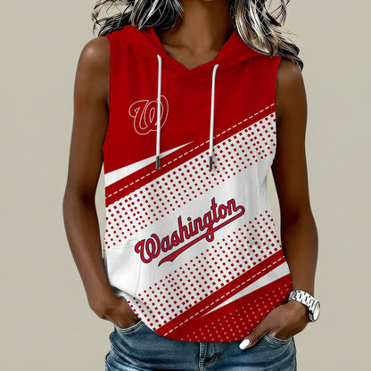 [FLASH SALE] NEW CUSTOMIZED MLB28 WNS WASHINGTON NATIONALS WOMEN'S SLEEVELESS HOODED POCKET TANK TOP