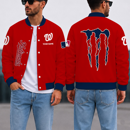 SPECIAL EDITION - NEW CUSTOMIZED MLB28 WNS WASHINGTON NATIONALS SATIN VARSITY & BASEBALL JACKET