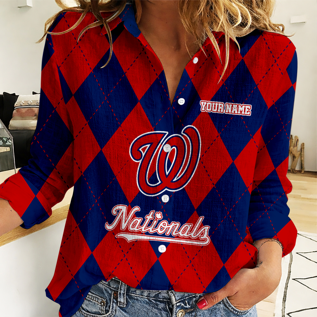 LIMITED EDITION - NEW CUSTOMIZED MLB28 WNS WASHINGTON NATIONALS WOMEN CASUAL SHIRT FOR FAN
