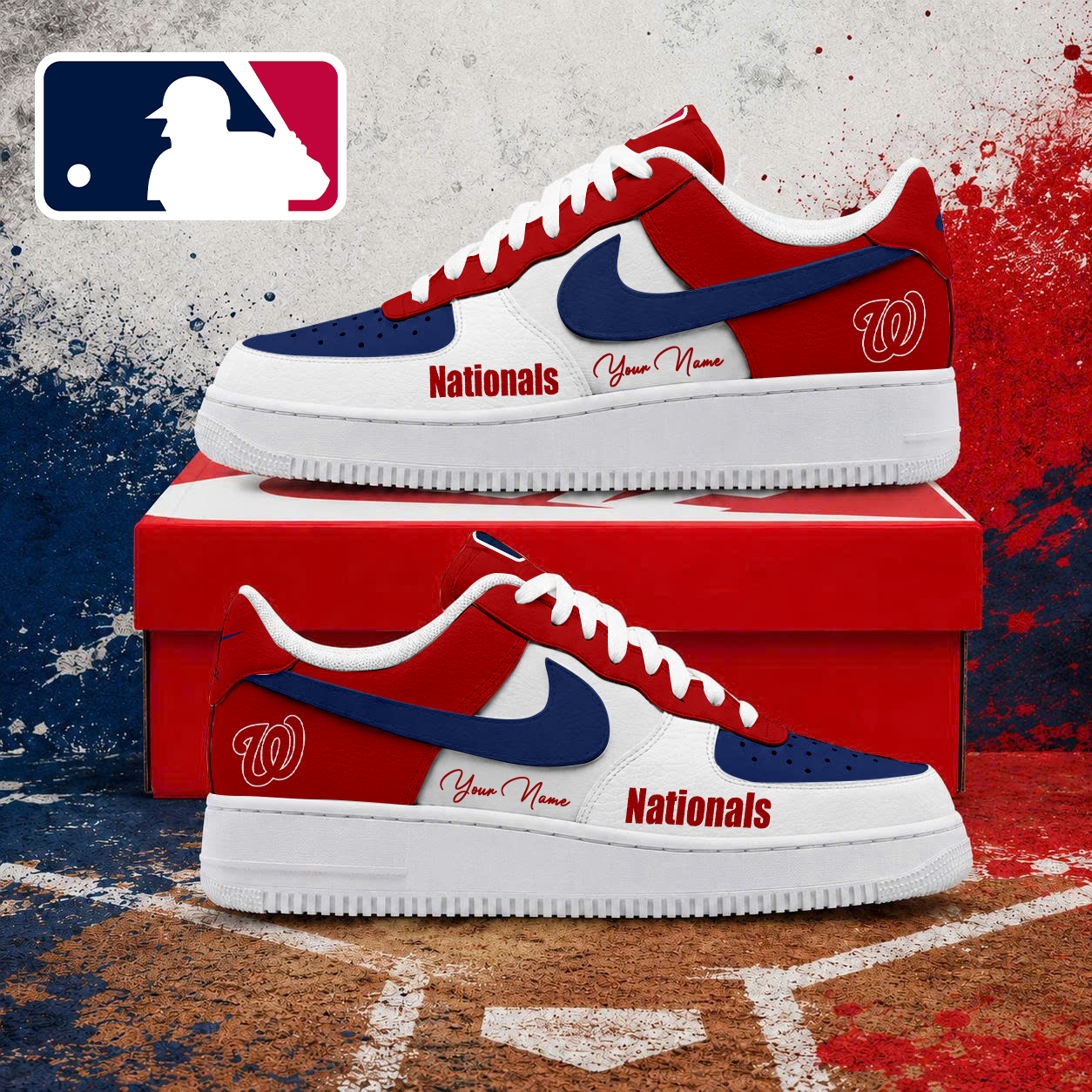VIRAL EDITION - NEW CUSTOMIZED MLB28 WNS WASHINGTON NATIONALS AF1 SHOES