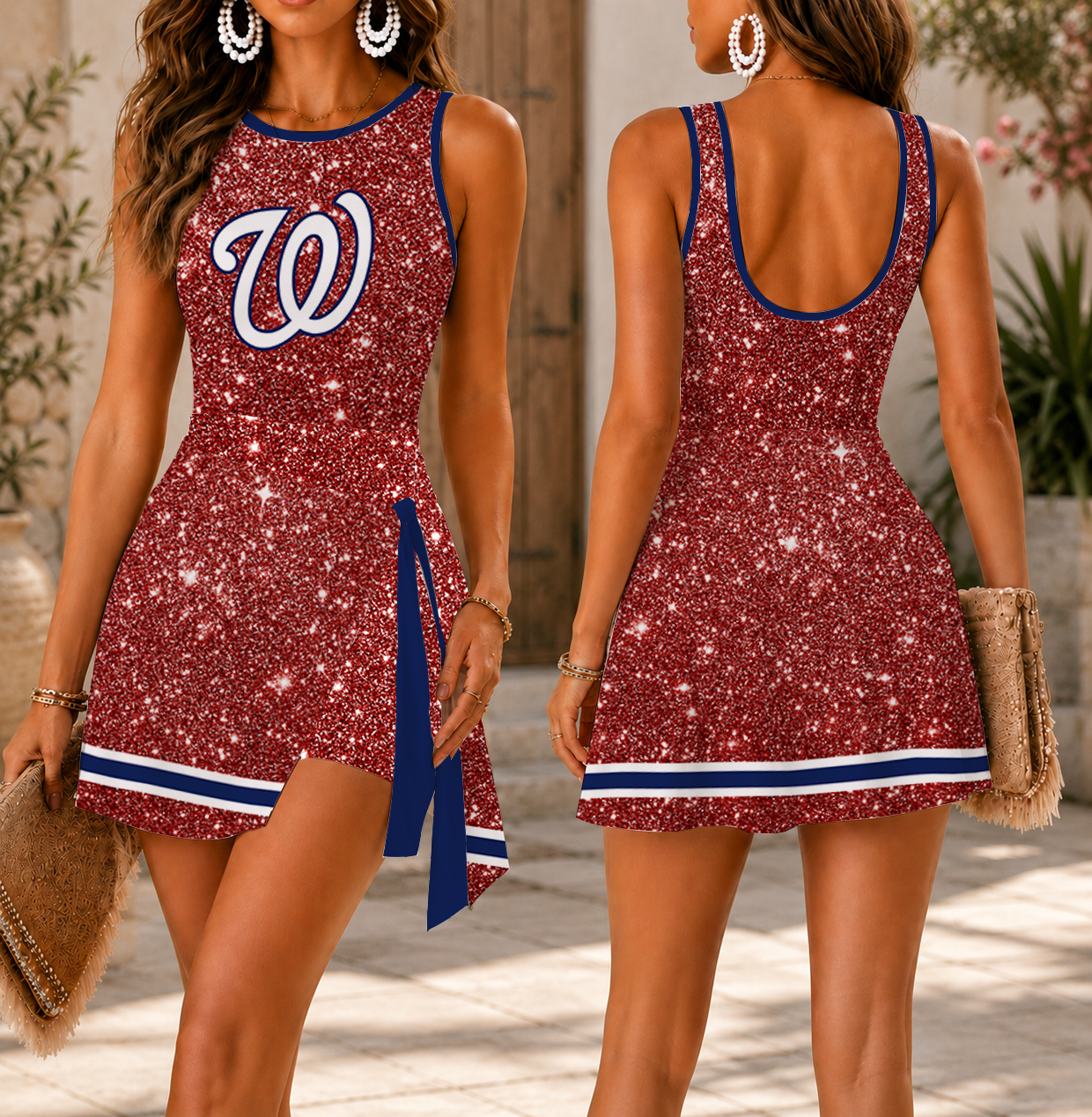 LIMITED EDITION - NEW CUSTOMIZED MLB28 WNS WASHINGTON NATIONALS WOMEN'S SUMMER SKORT DRESS