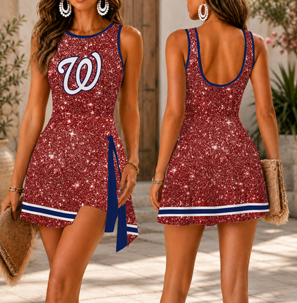 LIMITED EDITION - NEW CUSTOMIZED MLB28 WNS WASHINGTON NATIONALS WOMEN'S SUMMER SKORT DRESS