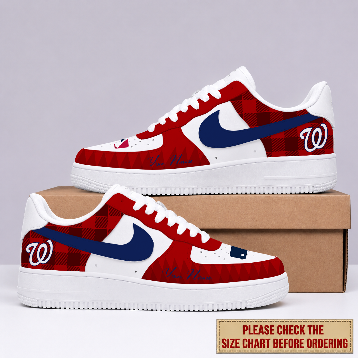 LIMITED EDITION - NEW CUSTOMIZED MLB28 WNS WASHINGTON NATIONALS AF1 SHOES