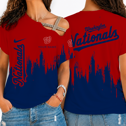 [FLASH SALE] NEW CUSTOMIZED MLB28 WNS WASHINGTON NATIONALS SHOULDER SHIRT