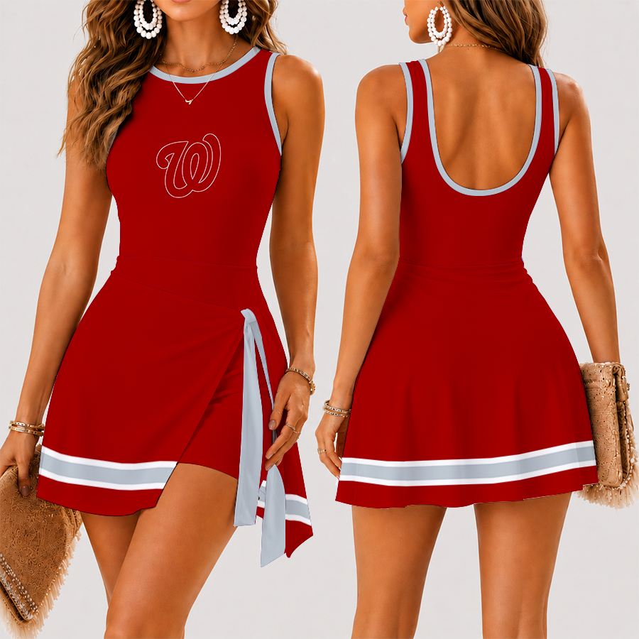 [FLASH SALE] NEW CUSTOMIZED MLB28 WNS WASHINGTON NATIONALS WOMEN'S SUMMER SKORT DRESS