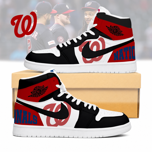 LIMITED EDITION - NEW CUSTOMIZED MLB28 WNS WASHINGTON NATIONALS AIR JORDAN SNEAKERS