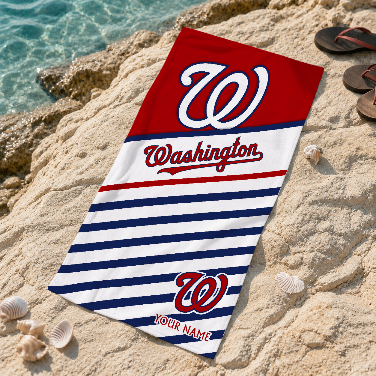 HOT DEAL - NEW CUSTOMIZED MLB28 WNS WASHINGTON NATIONALS BEACH TOWEL FOR FAN