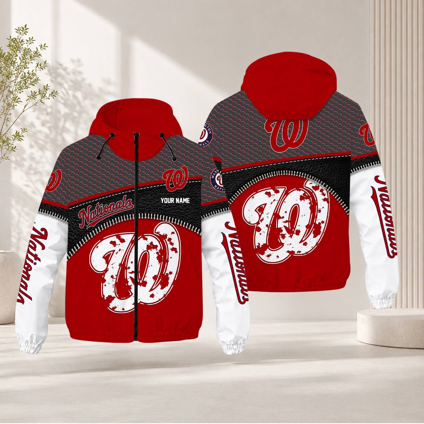 LIMITED EDITION - NEW CUSTOMIZED MLB28 WNS WASHINGTON NATIONALS WINDBREAKER JACKET