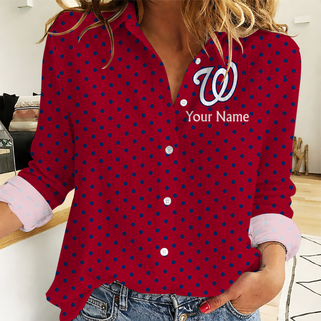 EXCLUSIVE EDITION - NEW CUSTOMIZED MLB28 WNS WASHINGTON NATIONALS WOMEN CASUAL SHIRT