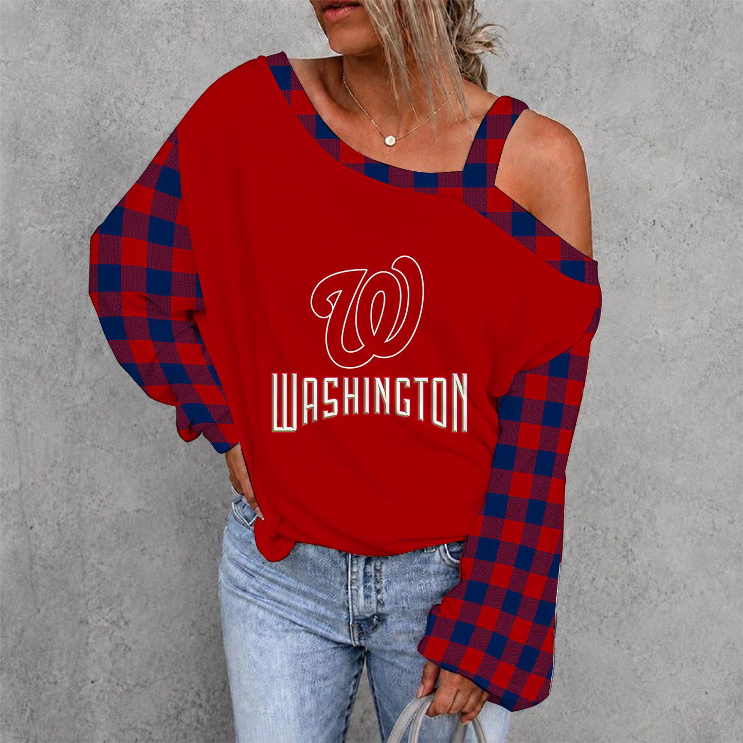 [FLASH SALE] NEW CUSTOMIZED MLB28 WNS WASHINGTON NATIONALS DROP SHOULDER SWEATSHIRT