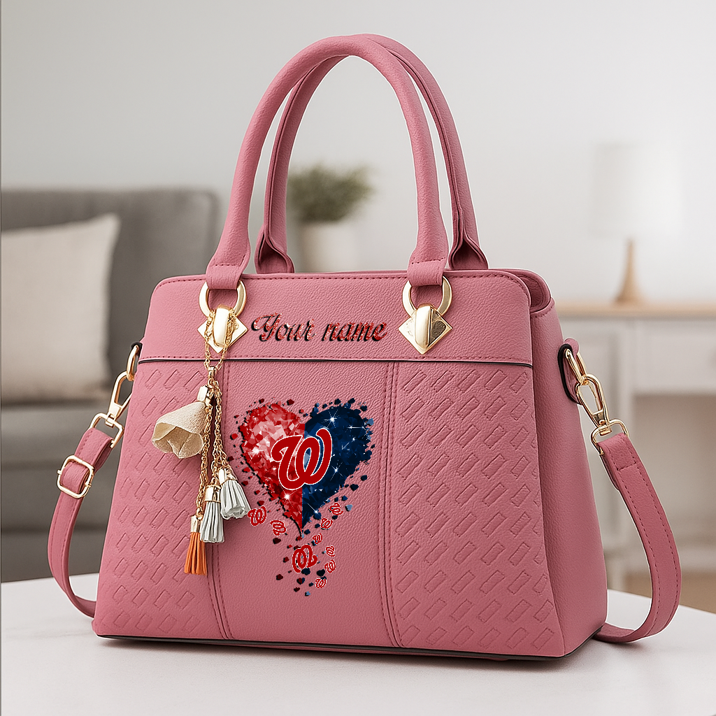 LIMITED EDITION - NEW CUSTOMIZED MLB28 WNS WASHINGTON NATIONALS ZIP HANDBAG MULTICOLOR