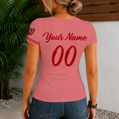 [FLASH SALE] NEW CUSTOMIZED MLB28 WNS WASHINGTON NATIONALS WOMEN'S SHORT SLEEVE HENLEY T-SHIRT