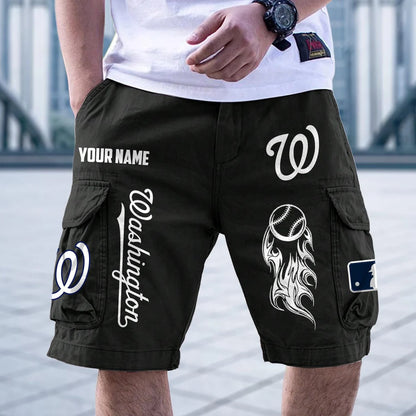 [FLASH SALE] NEW CUSTOMIZED MLB28 WNS WASHINGTON NATIONALS MEN'S CARGO SHORTS