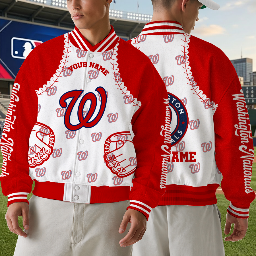 LIMITED EDITION - NEW CUSTOMIZED MLB28 WNS WASHINGTON NATIONALS SATIN VARSITY & BASEBALL JACKET