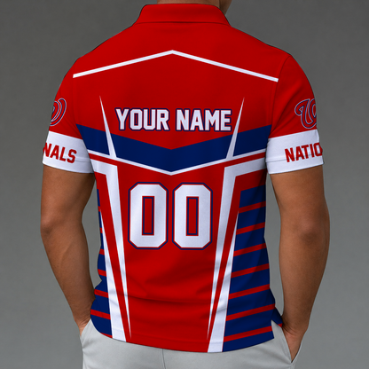 LIMITED EDITION - NEW CUSTOMIZED MLB28 WNS WASHINGTON NATIONALS ZIP POLO SHIRT