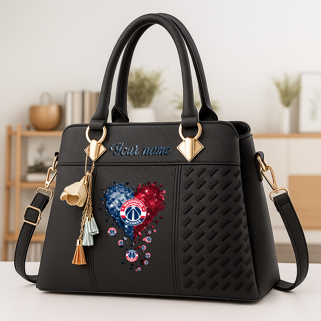 LIMITED EDITION - NEW CUSTOMIZED NBA28 WWI WASHINGTON WIZARDS ZIP HANDBAG MULTICOLOR