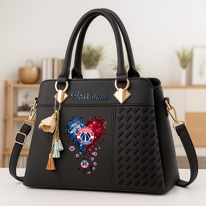 LIMITED EDITION - NEW CUSTOMIZED NBA28 WWI WASHINGTON WIZARDS ZIP HANDBAG MULTICOLOR