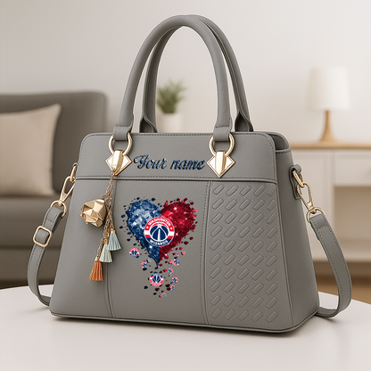 LIMITED EDITION - NEW CUSTOMIZED NBA28 WWI WASHINGTON WIZARDS ZIP HANDBAG MULTICOLOR