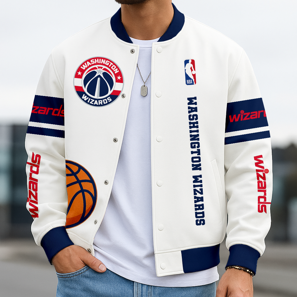 LIMITED EDITION - NEW CUSTOMIZED NBA28 WW WASHINGTON WIZARDS BASEBALL JACKET