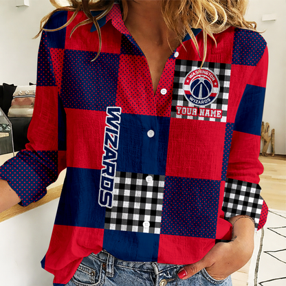 LIMITED EDITION - NEW CUSTOMIZED NBA28 WWI WASHINGTON WIZARDS WOMEN CASUAL SHIRT FOR FAN