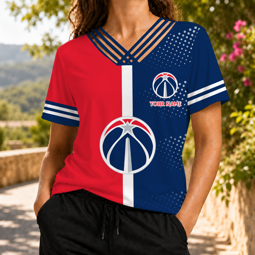 LIMITED EDITON - NEW CUSTOMIZED NBA28 WWI WASHINGTON WIZARDS V-NECK SHIRT