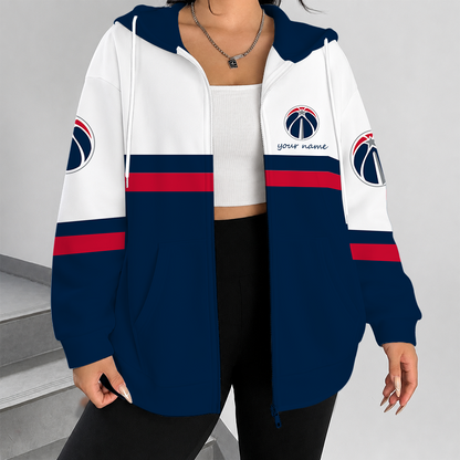 [HOT DEAL] NEW CUSTOMIZED NBA28 WWI WASHINGTON WIZARDS ZIP HOODIE