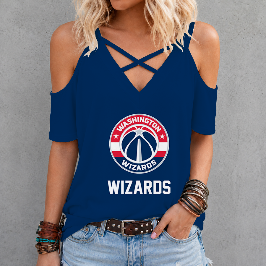 LIMITED EDITION - NEW CUSTOMIZED NBA28 WWI WASHINGTON WIZARDS CRISS CROSS V-NECK TOP