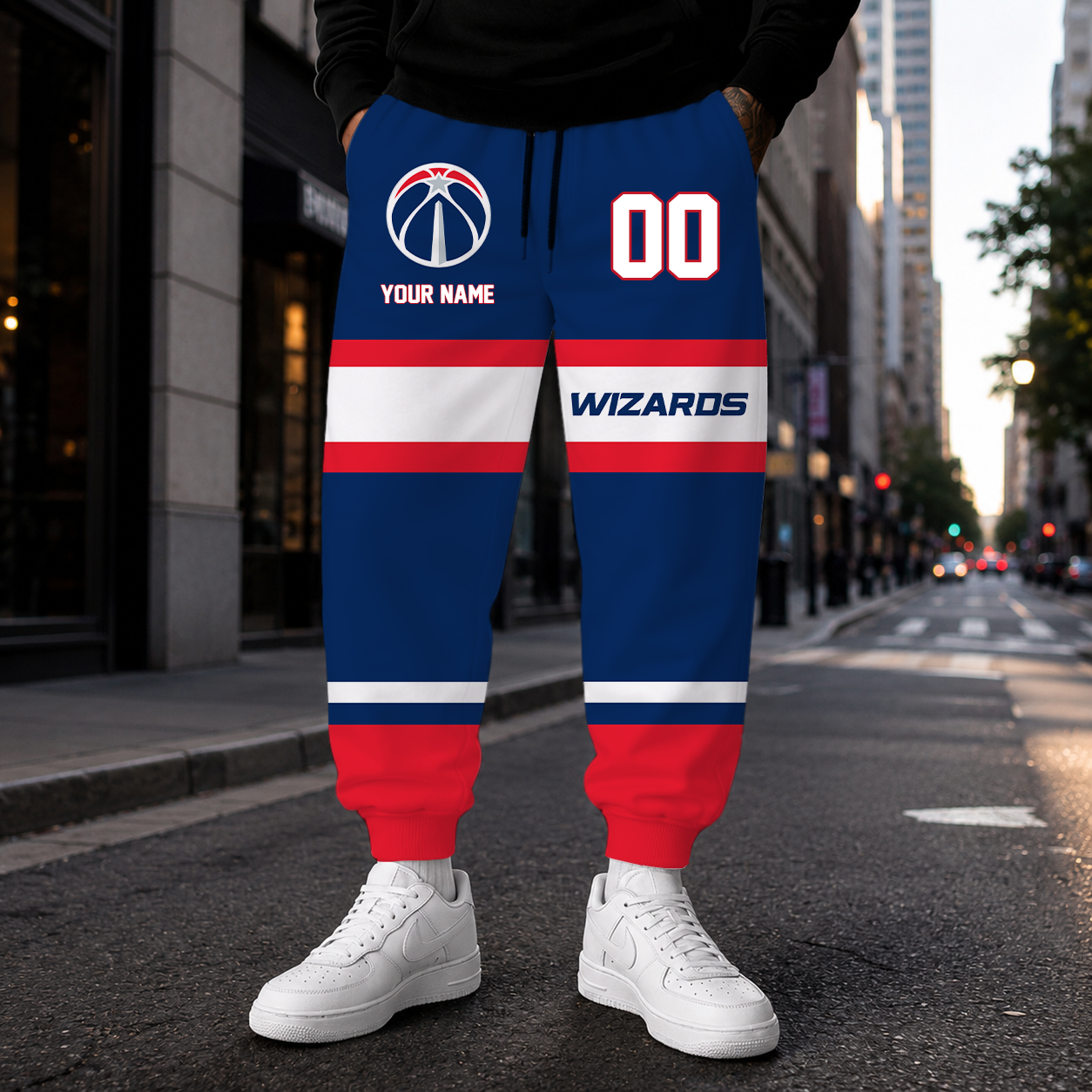 ELITE EDITION - NEW CUSTOMIZED NBA28 WWI WASHINGTON WIZARDS SWEATPANTS