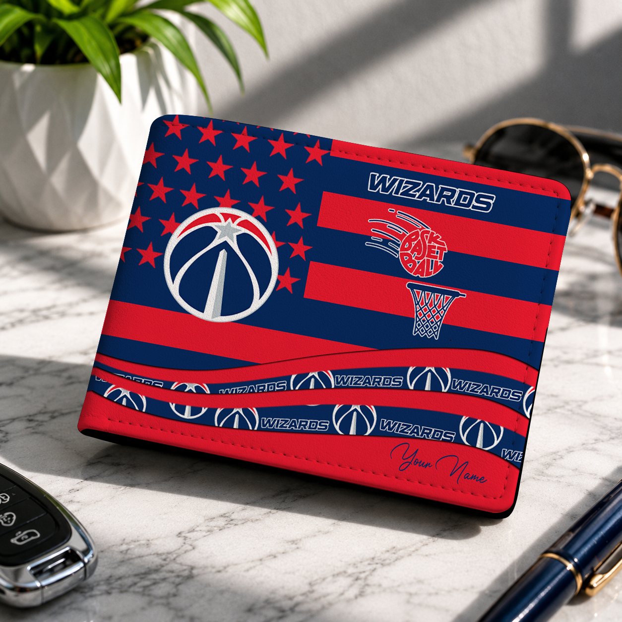 SPECIAL EDITION - NEW CUSTOMIZED NBA28 WWI WASHINGTON WIZARDS LEATHER WALLET