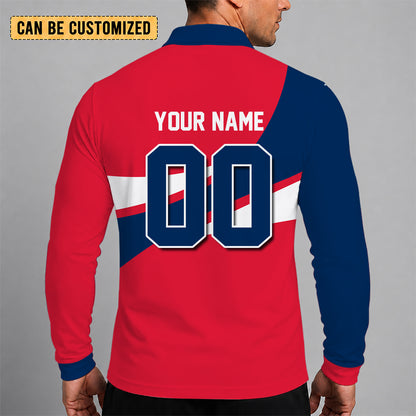 [HOT DEAL] NEW CUSTOMIZED NBA28 WWI WASHINGTON WIZARDS MEN LONG SLEEVE POLO
