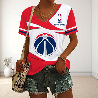 LIMITED EDITION - NEW CUSTOMIZED NBA28 WWI WASHINGTON WIZARDS V-NECK FEMALE SHIRT