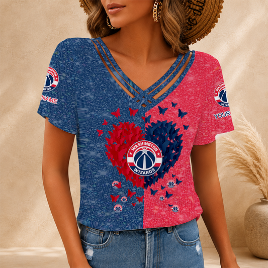 LIMITED EDITION - NEW CUSTOMIZED NBA28 WWI WASHINGTON WIZARDS V-NECK SHIRT