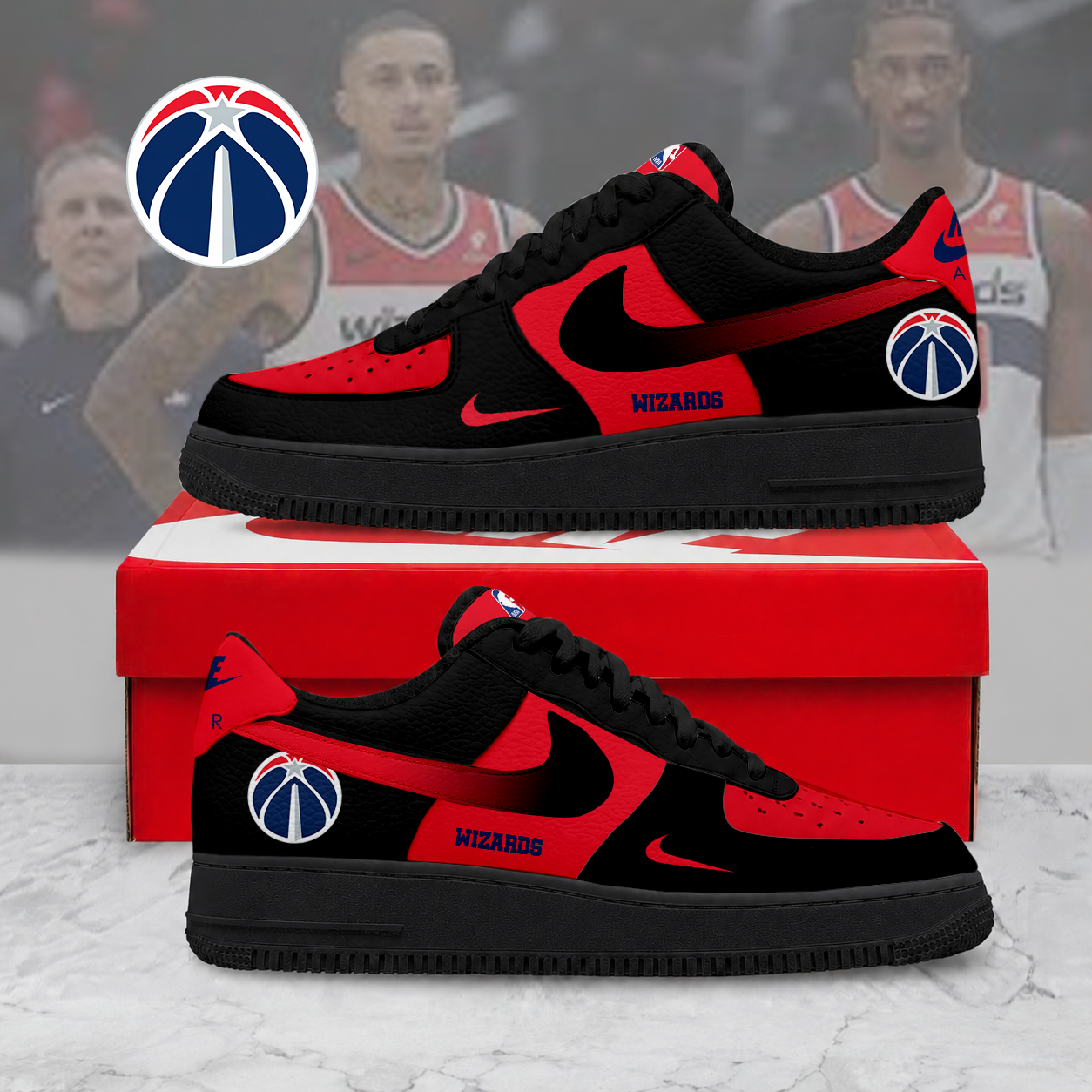 LIMITED EDITION - NEW CUSTOMIZED NBA28 WWI WASHINGTON WIZARDS AF1 SNEAKERS
